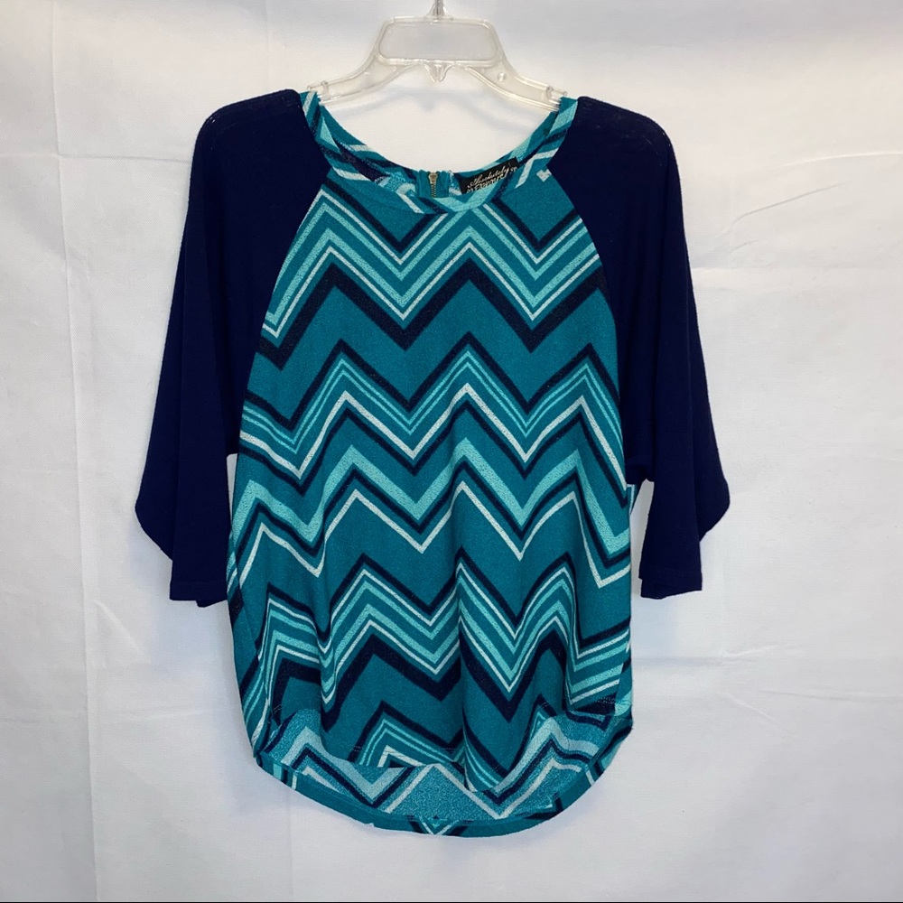 Absolutely Famous Color Block Sweater - Size M - Blue/Green